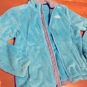 North Face soft fuzzy zip up.  Robin egg blue, size Small.  Excellent condition